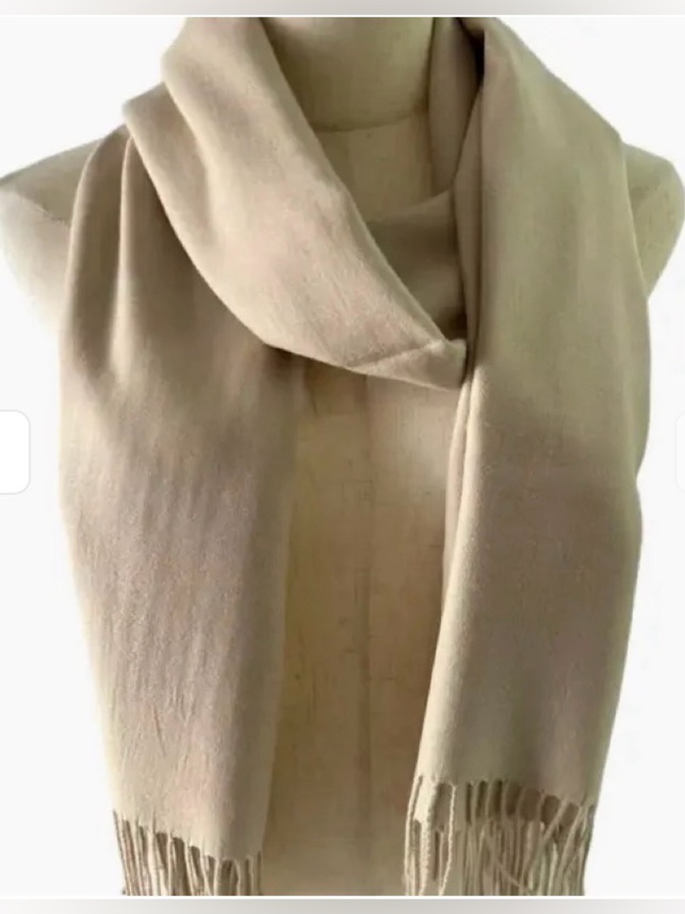 Lightweight Cream Fringe Wrap Scarf